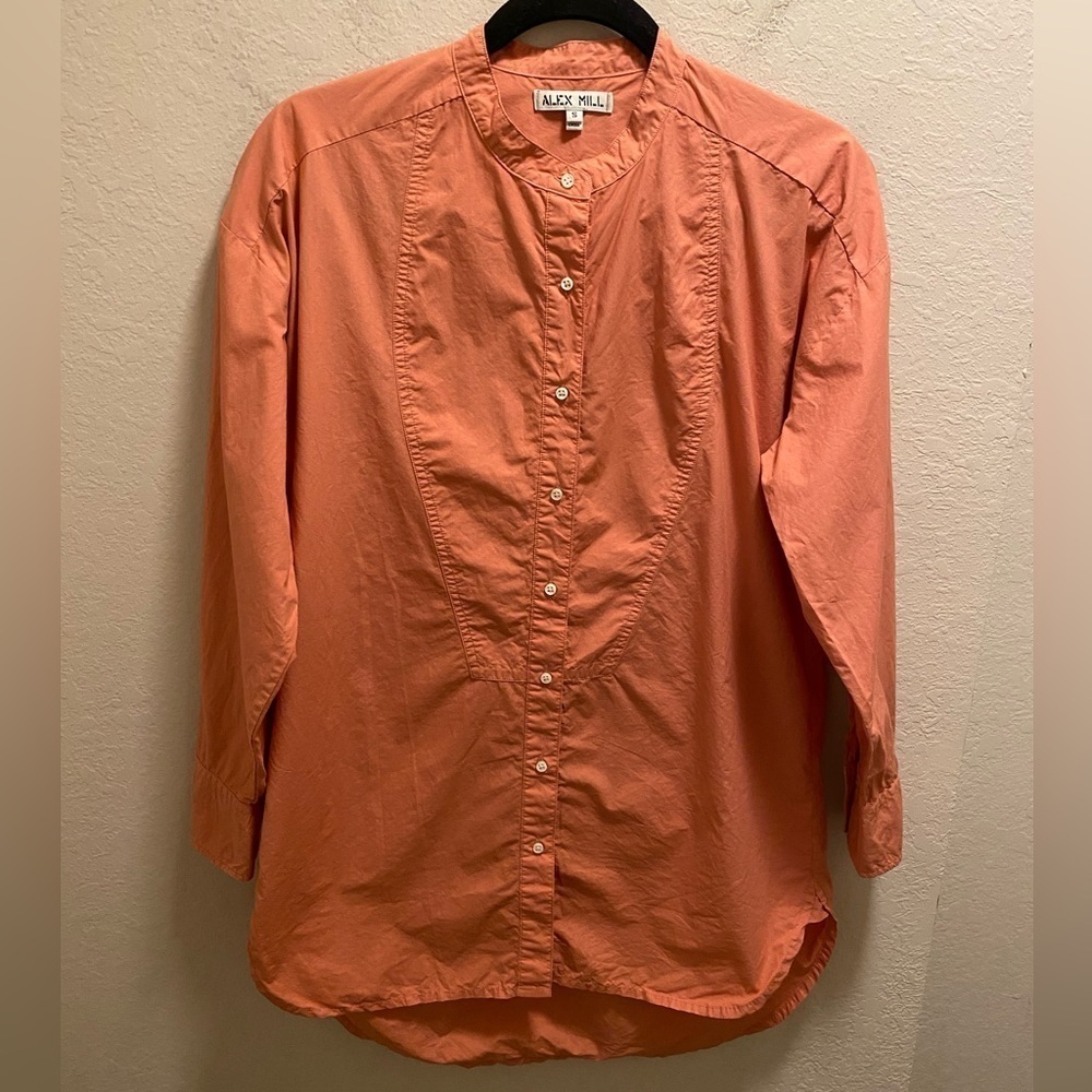 Alex Mill Coral Button Down Tux Bib Tunic Size Small